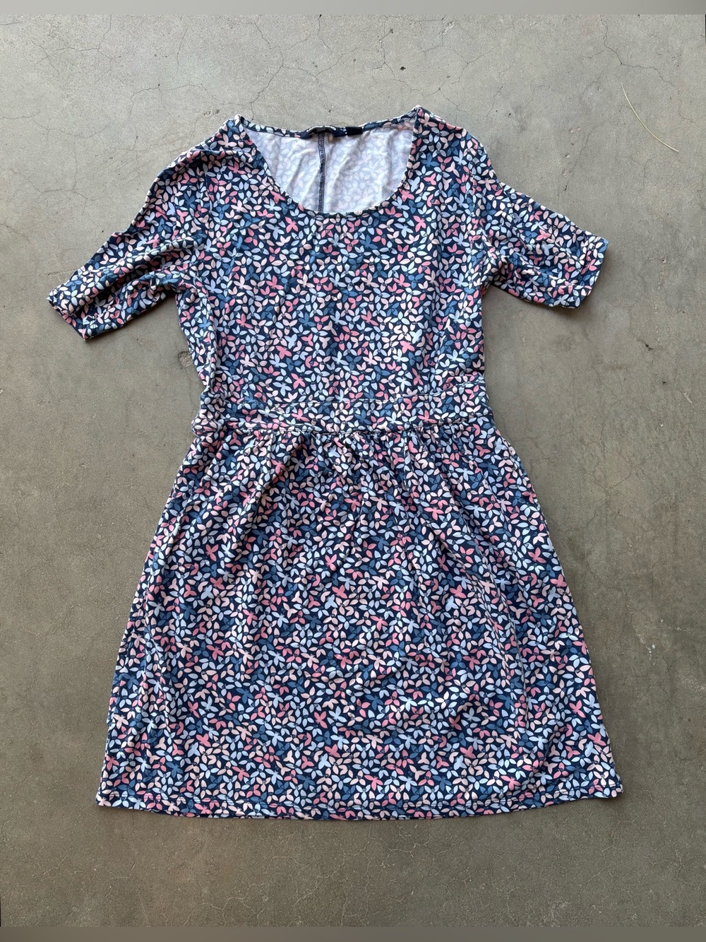 Lands' End Women's Cotton Blend Fit & Flare Dress Medium 10-12 Pockets